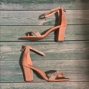 TOP Moda Glittery Gold Block Heels